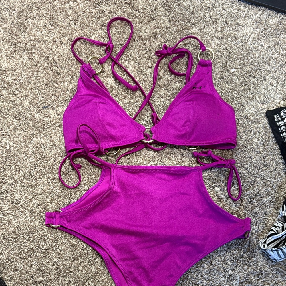 H&M Magenta Strappy Bikini Set